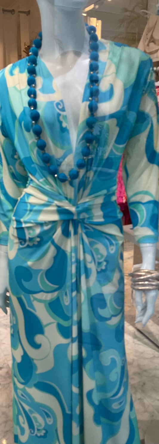 Amber Jumpsuit Blue Swirl 3/4 Sleeve